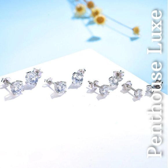 SOLID 925 Sterling Silver Hypoallergenic Stud Set - Picture 7 of 8